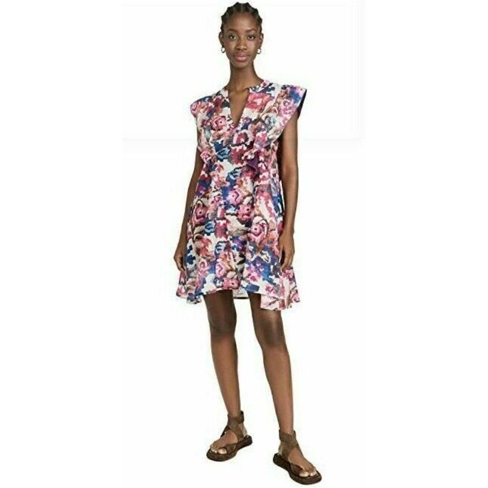 Chufy Womans Luca Mini Dress Size XS Geometric Floral Multicolor Silk Blend NWT